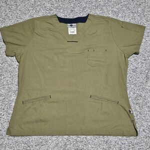 Sea Grape Olive Green Scrub Top - Size Large - 4 Pockets - Short Sleeve